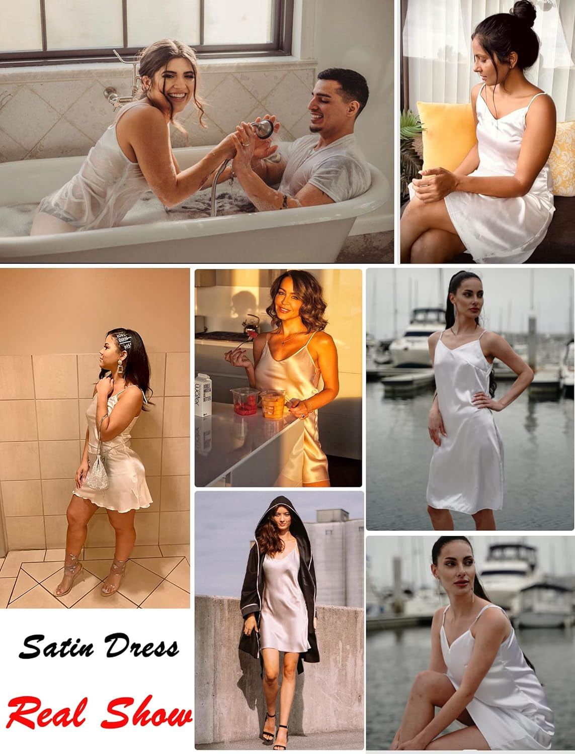 Sexy Sleepwear for Women Satin Lingerie Chemise Slip Nightgown Dress