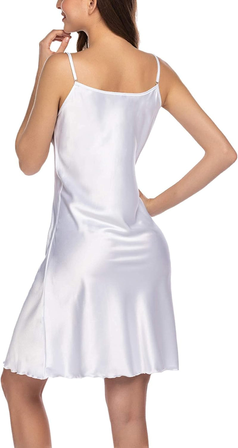 Sexy Sleepwear for Women Satin Lingerie Chemise Slip Nightgown Dress