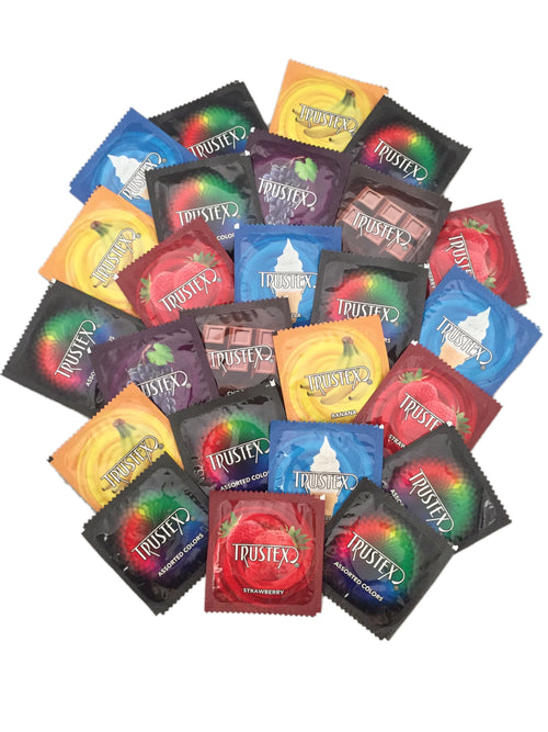 Flavors & Colors + Silver Lunamax Pocket Case, Fun Assortment of Lubricated Latex Condoms-24 Count