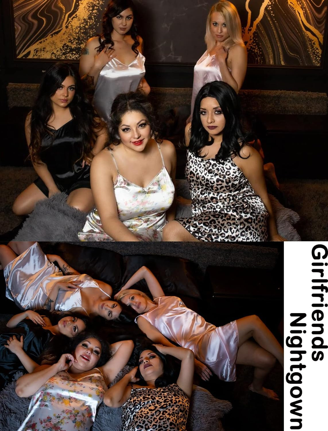Sexy Sleepwear for Women Satin Lingerie Chemise Slip Nightgown Dress
